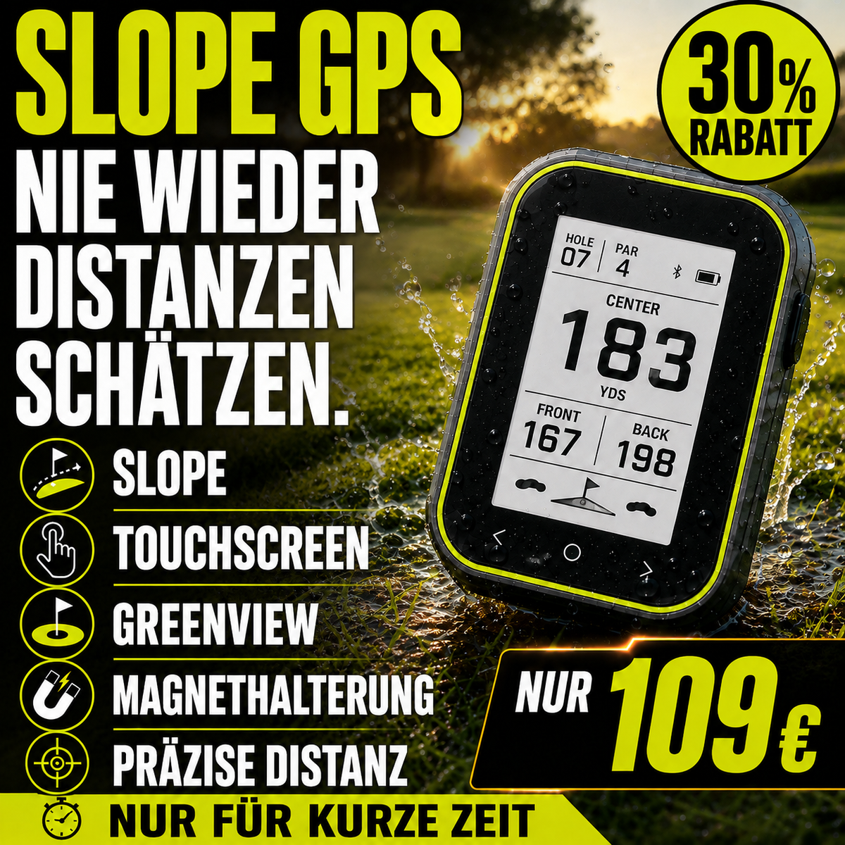 GPS Golf-Entfernungsmesser mit Slope und Clip-Halterung
