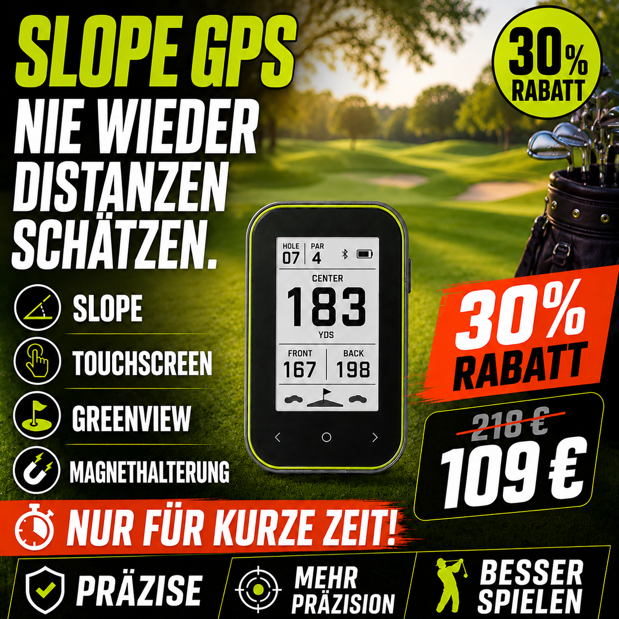 GPS Golf-Entfernungsmesser mit Slope und Clip-Halterung